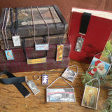 Moon and sun, vintage children's book llustrations up-cycled to soldered glass pendant