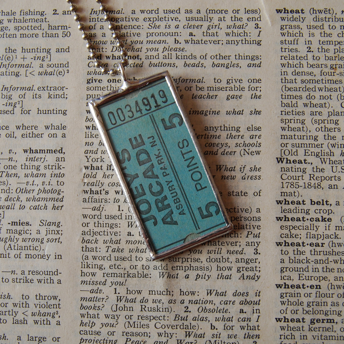 Vintage carnival / raffle / arcade ticket upcycled to soldered glass p –  Object: Found