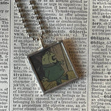 Monsters, vintage comic book illustration, upcycled to soldered glass pendant