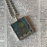 Monsters, vintage comic book illustration, upcycled to soldered glass pendant