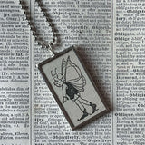 Fairy, Faeries, vintage children's book illustration up-cycled to soldered glass pendant