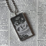 Fairy, Faeries, Nest, vintage children's book illustration up-cycled to soldered glass pendant