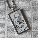 Fairy, Faeries, Nest, vintage children's book illustration up-cycled to soldered glass pendant