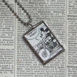 Mickey Mouse, vintage illustrations, up-cycled to soldered glass pendant