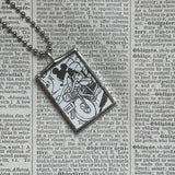 Mickey Mouse, vintage illustrations, up-cycled to soldered glass pendant