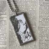 Amelia Bedelia, vintage illustrations, up-cycled to soldered glass pendant