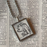 Winnie the Pooh childrens' book illustrations up-cycled to hand-soldered glass pendant