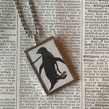 Mr. Popper's Penguins, vintage children's book illustrations, hand-soldered glass pendant