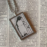 Mr. Popper's Penguins, vintage children's book illustrations, hand-soldered glass pendant