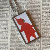 The Snowy Day, vintage children's book illustrations, upcycled to soldered glass pendant