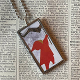 The Snowy Day, vintage children's book illustrations, upcycled to soldered glass pendant