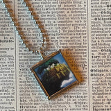 Castle in the Sky, Miyazaki animation stills / movie poster up-cycled to soldered glass pendant