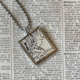 Frog and Tadpole, vintage children's book illustrations, up-cycled to soldered glass pendant
