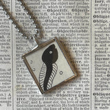 Frog and Tadpole, vintage children's book illustrations, up-cycled to soldered glass pendant