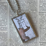 Little Bear, Sendak, vintage children's book illustrations, up-cycled to soldered glass pendant