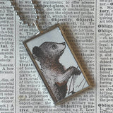 Little Bear, Sendak, vintage children's book illustrations, up-cycled to soldered glass pendant