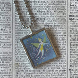 Peter Pan, Tinkerbell, vintage children's book illustrations, up-cycled to soldered glass pendant