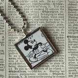 Mickey Mouse, vintage illustrations, up-cycled to soldered glass pendant