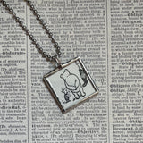 Winnie the Pooh, Piglet, childrens' book illustrations up-cycled to hand-soldered glass pendant