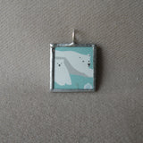 Polar Bear, charming Japanese illustrations, up-cycled to hand-soldered glass pendant