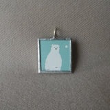 Polar Bear, charming Japanese illustrations, up-cycled to hand-soldered glass pendant