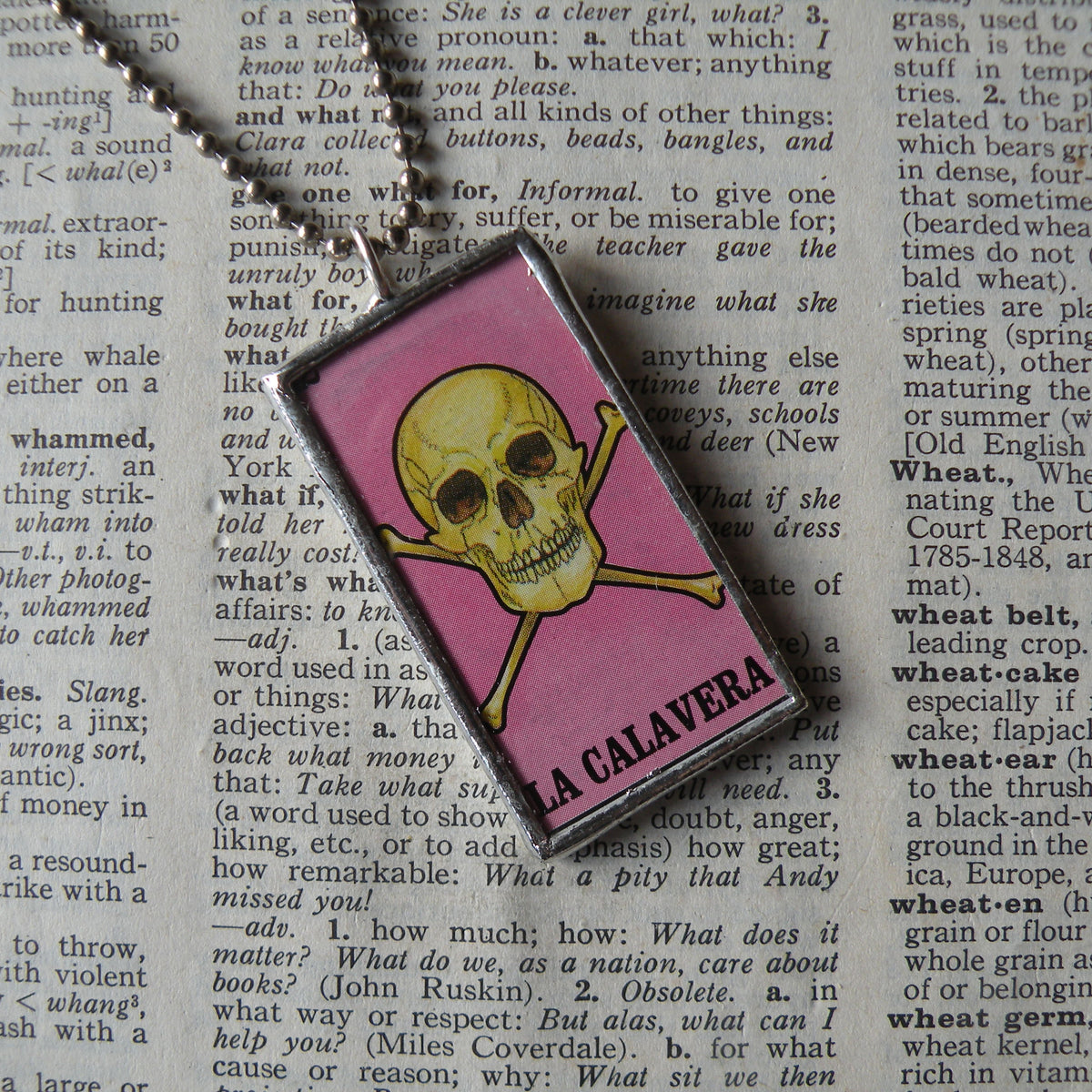 La Calavera, La Muerte, Mexican Loteria cards up-cycled to