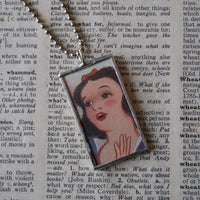 Snow White, Hag, vintage illustrations, up-cycled to soldered glass pendant