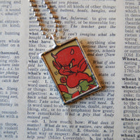 1 Japanese Beetle, vintage 1940s dictionary illustrations, up-cycled to soldered glass pendant