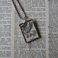 Harpy, Roman, Greek Mythology, vintage dictionary illustration, hand soldered glass pendant, upcycled to soldered glass pendant
