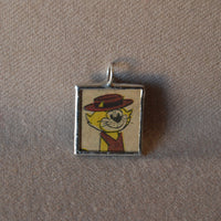 Top Cat, original vintage 1970s comic book illustrations, upcycled to soldered glass pendant
