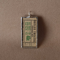 1Vintage carnival / raffle / theatre ticket upcycled to soldered glass pendant