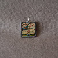 Montreal, vintage map, hand-soldered glass pendant