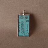 Vintage carnival / raffle / arcade ticket upcycled to soldered glass pendant