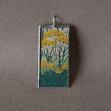 Mount Fuji in Spring, Japanese woodblock prints, up-cycled to hand-soldered glass pendant