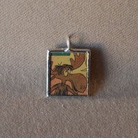 Rocky and Bullwinkle, vintage 1960s comic illustration, upcycled to soldered hand-soldered glass pendant 