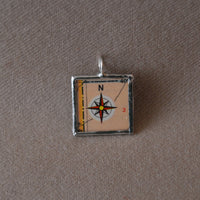 Denver, vintage map, hand-soldered glass pendant