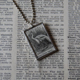 Great White Egret, vintage 1930s dictionary illustration, upcycled to soldered glass pendant
