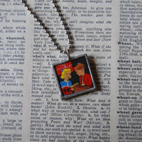1Cat, kitten, kitty, vintage advertising illustrations up-cycled to soldered glass pendant