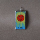1 La Luna, El Sol, Moon, Sun, Mexican loteria cards up-cycled to soldered glass pendant 2