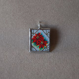 Vintage 1950 Christmas Seals Stamp, up-cycled to 2-sided, hand-soldered glass pendants, Angels