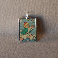 Lotta and Dot, original vintage 1970s comic book illustrations, upcycled to soldered glass pendant