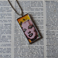 Marilyn Monroe, Andy Warhol, Pop Art, upcycled to hand soldered glass pendant