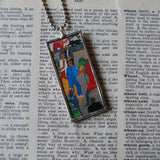 Jacob Lawrence, modern art paintings, upcycled to hand soldered glass pendant
