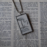Red Flamingo, vintage 1930s dictionary illustration, upcycled to soldered glass pendant