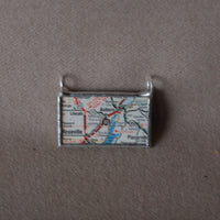 1 Sacramento California, vintage map, hand-soldered glass pendant