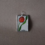 1 tulip, orchid flowers, original illustrations from vintage Richard Scarry book, up-cycled to soldered glass pendant