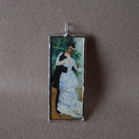 Renoir, Country Dance, City Dance, French impressionist painting, upcycled to soldered glass pendant