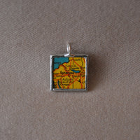Syracuse, NY vintage map, hand-soldered glass pendant