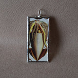 Giant squid, red coral, vintage illustrations, up-cycled to soldered glass pendant