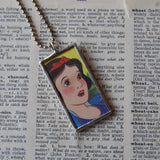 Snow White, vintage illustrations, up-cycled to soldered glass pendant
